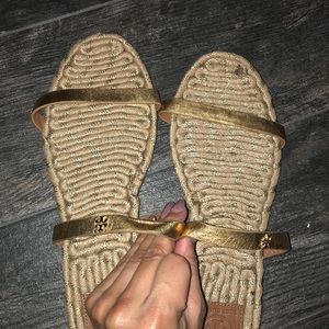 Cute gold leather strapped sandal